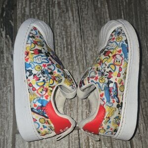 Adidas X Disney Kids Multicolor Cartoon Canvas Sneakers with Red Accent